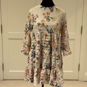 BNWT Zara The Sharon textured floral 3/4 sleeve dress 🧓🏼MT